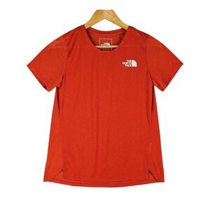 THE NORTH FACE WOMEN’S SUNRISER TRAIL RUNNING SHIRT – ORANGE – SIZE S – FLASHDRY